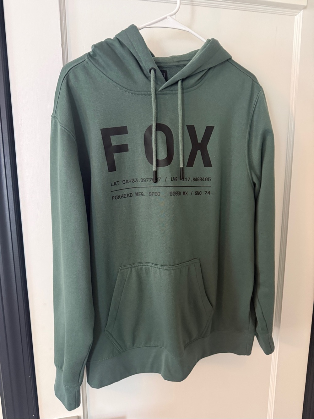 Fox Men's Olive Green Crewneck Hoodie with Black Logo